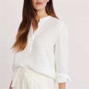 Jenni Kayne White Cypress Collarless Shirt Size Medium